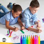 Felt Tip Pens Set | Fine Fibre Drawing Markers School | 50 Pack