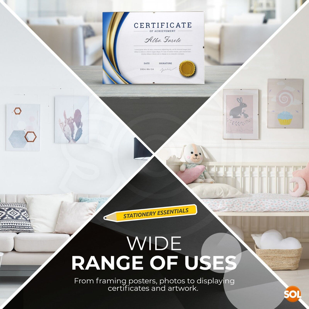 A4 Clip Frame Certificates & Photos 20x30cm Frameless