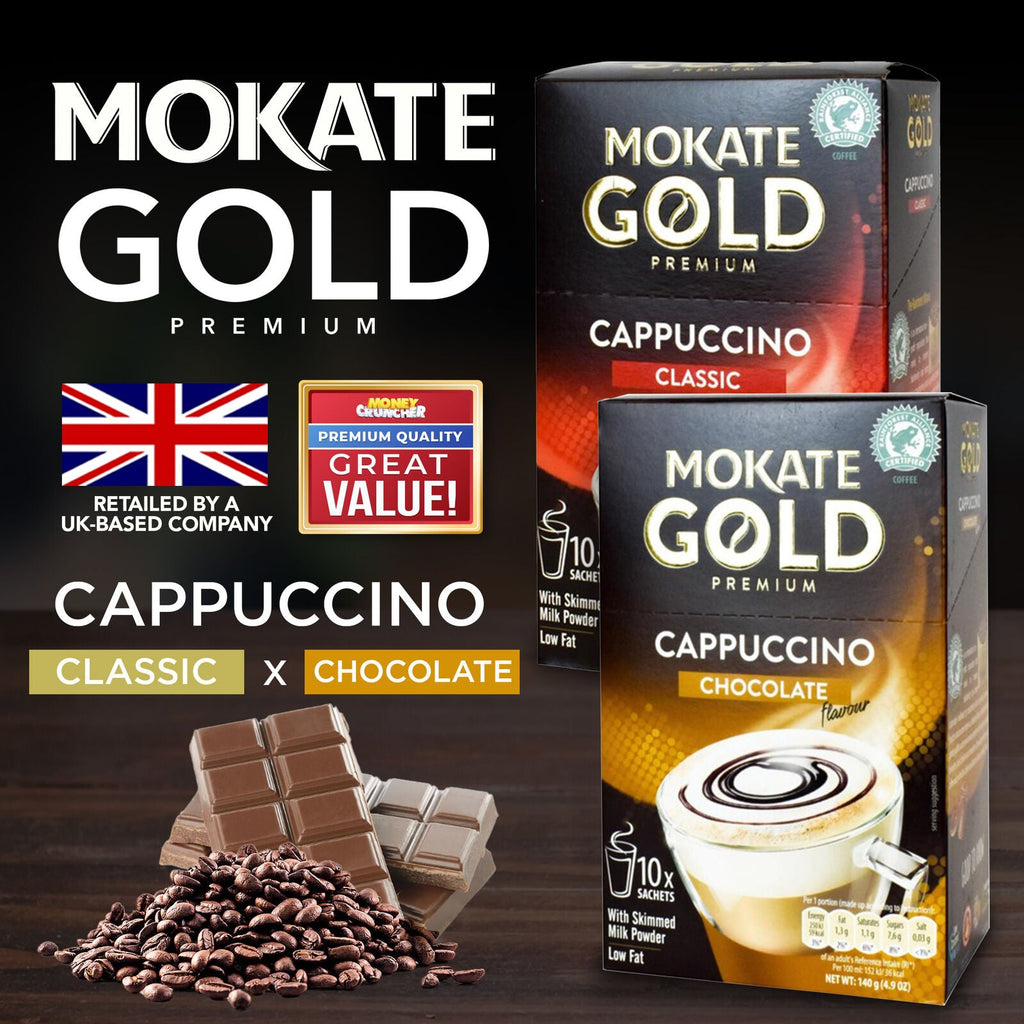 Mokate Gold Cappuccino Coffee Sachets | Classic & Chocolate Instant | 60 Pack