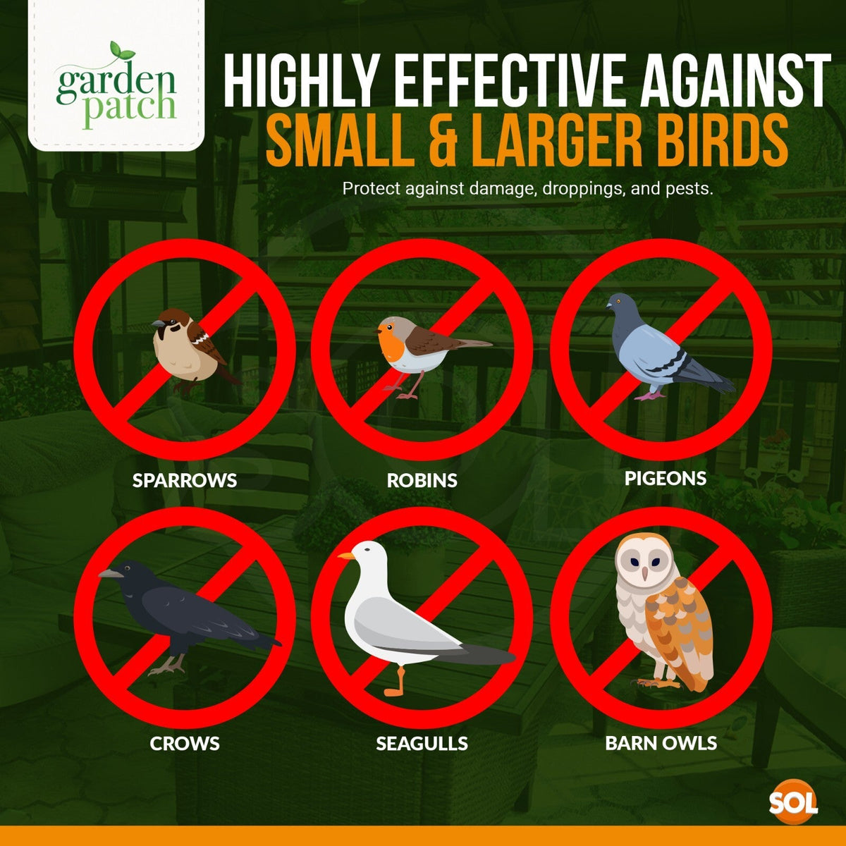 Bird Repellent Rods Reflective Spiral | Scare Pigeons Garden | 4 Pack