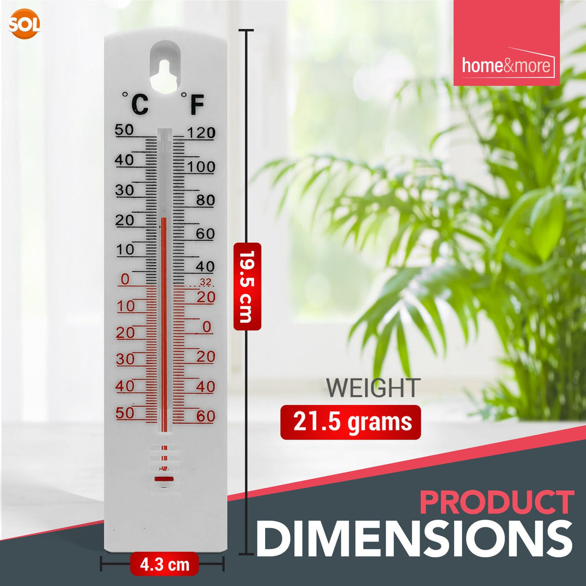 Wall Thermometer Indoor Outdoor Home Office Garden Greenhouse | 2 Pack