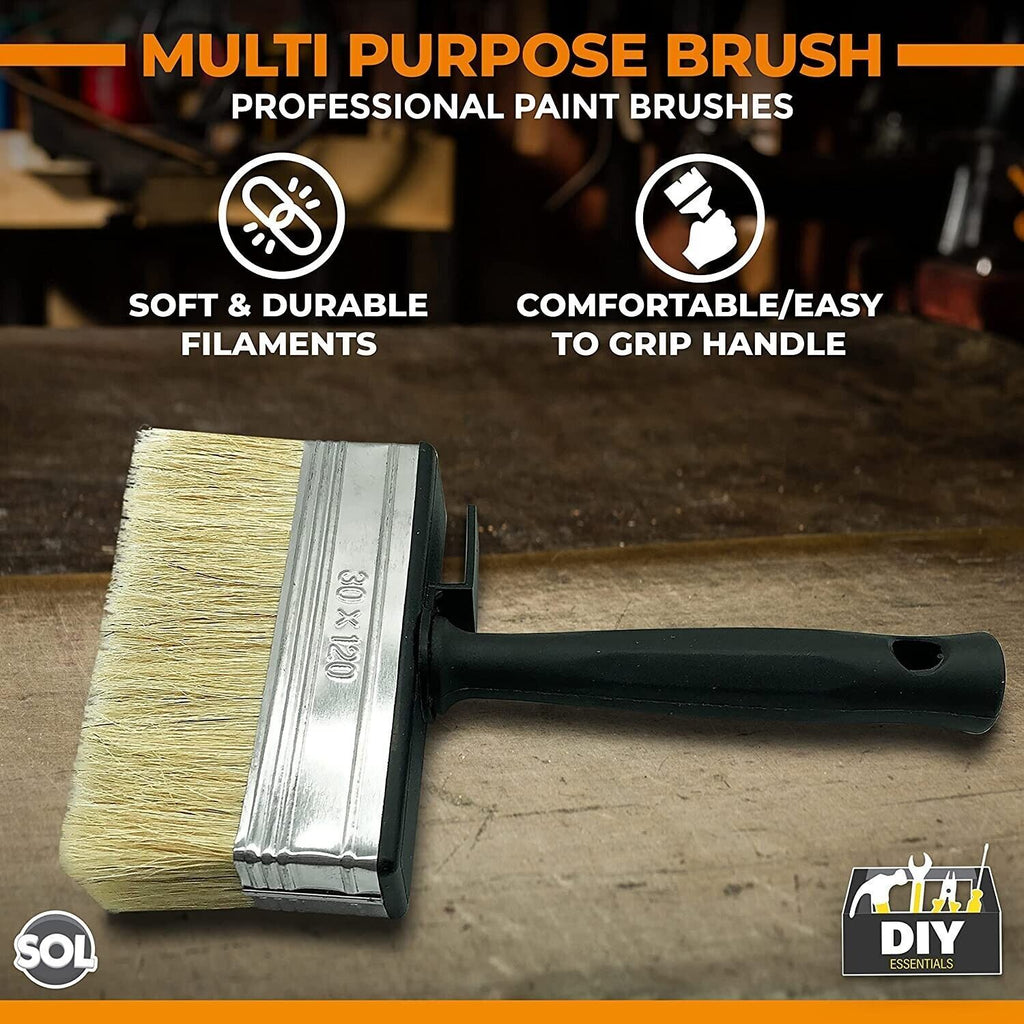 Shed Fence Brush 5 Inch | Multipurpose Paint Paste Wood Decking | 4 Pack