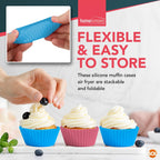 SOL 24pk Silicone Mould for Baking 7cm Bakeware Reusable Silicone Muffin Cases for Baking Mould Non Stick Flexible Heat Resistant Air Fryer Muffin Cases for Kitchen Home Desserts Easy Release