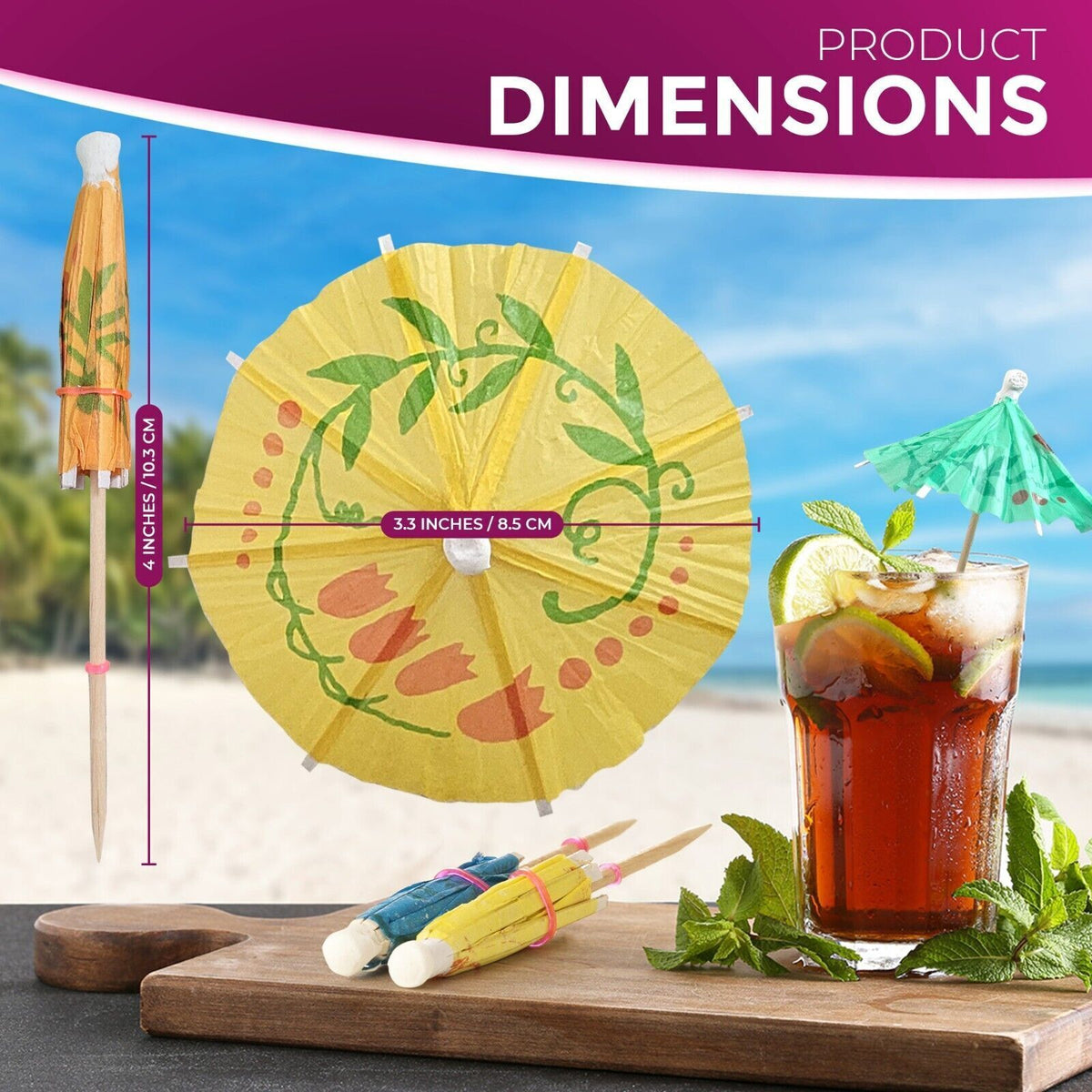 Paper Cocktail Umbrellas Birthday Party Drink Decorations | 50 Pack