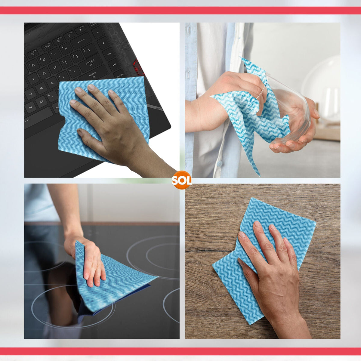 All Purpose Cleaning Cloths Blue | Multi Surface Wipes for Kitchen & Home | 100 Pack