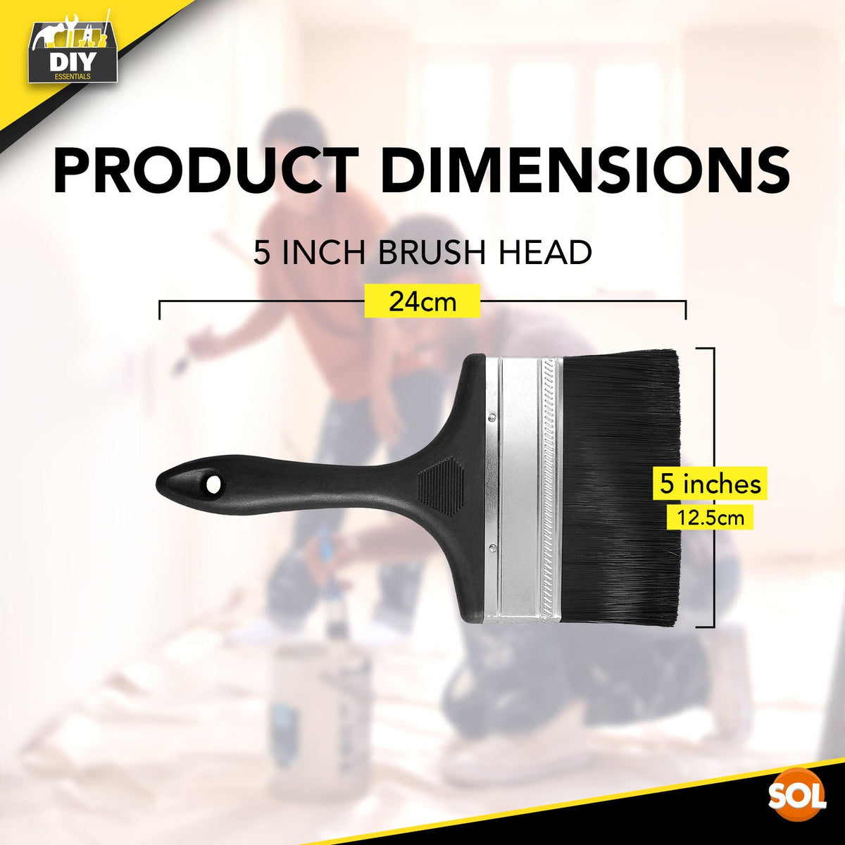 Paint Brush 5 Inch | Interior & Exterior No Bristle Loss | 2 Pack
