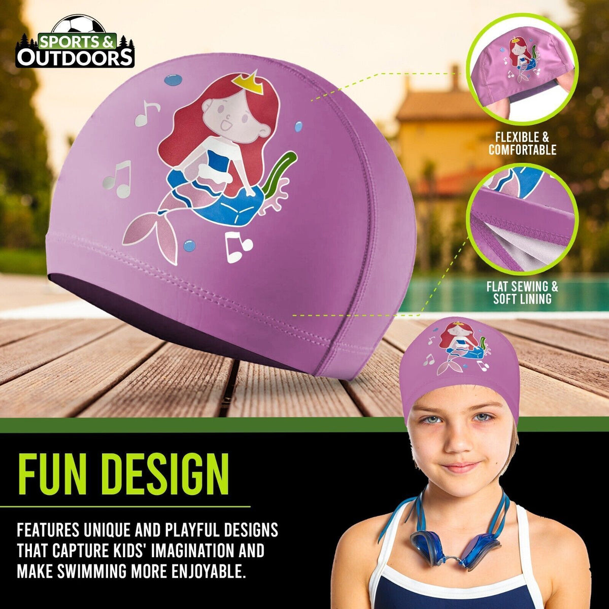 Kids Swimming Cap | Waterproof Fabric Swim Hat for Boys & Girls