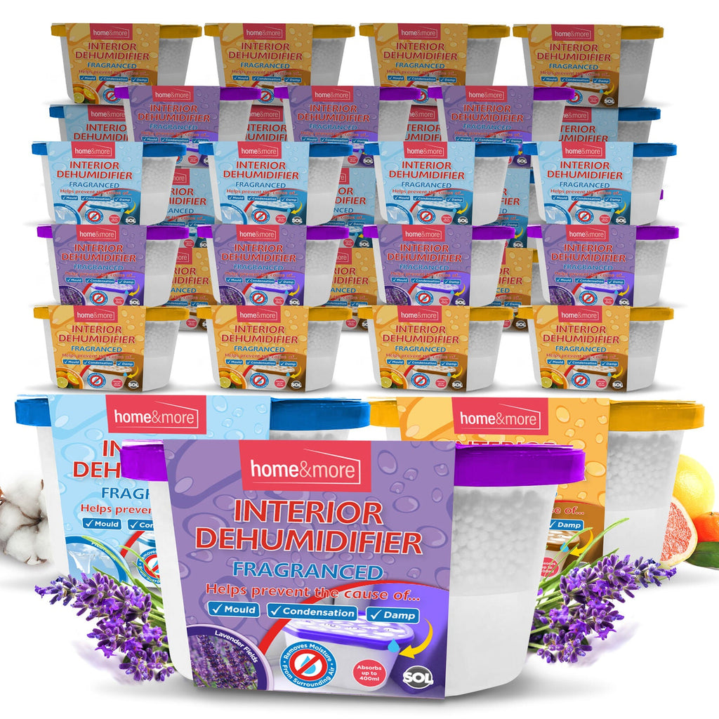 SOL 12pk 400ml Interior Dehumidifiers in Lavender, Citrus or Rose Scent | Windor Moisture Absorber for Home, Wardrobe, Damp Traps Condensation Absorbers Window, Mini Dehumidifier Disposable