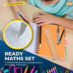 Maths Geometry Set | Compass Ruler Protractor Exam Case | 8 Piece
