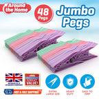 Jumbo Clothes Pegs Strong Plastic Washing Line Clips | 48 Pack