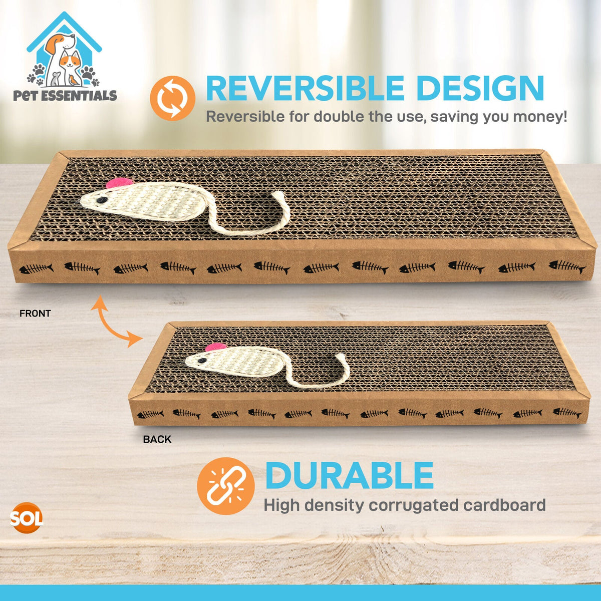 Cat Scratcher Pads | Cardboard Mat Bed & Toy | 2 Pack