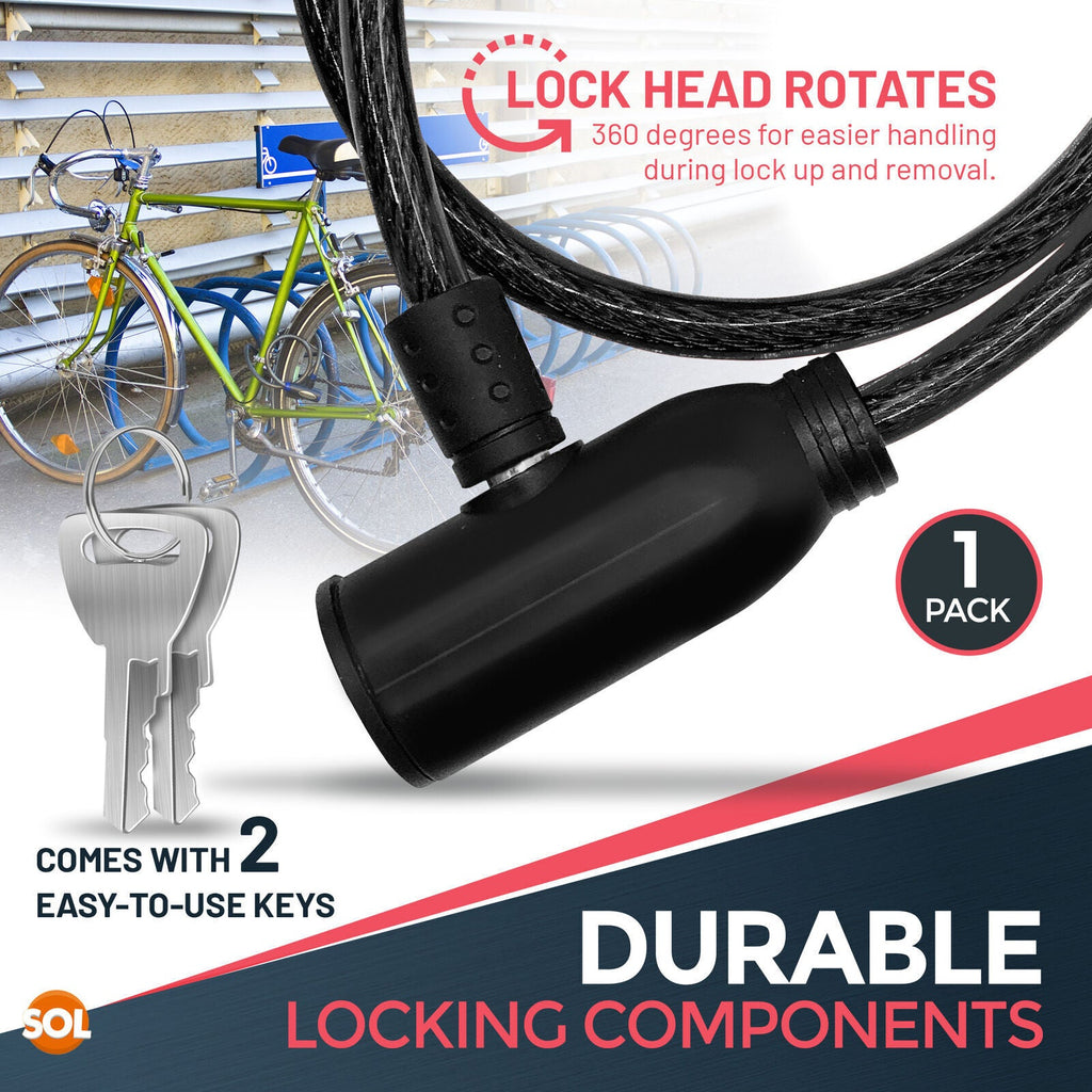 Bike Lock Cable with Keys 650mm | Steel Bicycle Security | 2 Pack