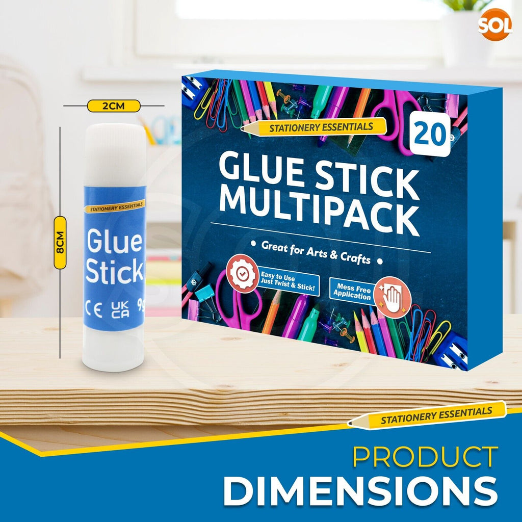 Glue Sticks | Washable Non-Toxic 9g | School & Crafts | 20 Pack