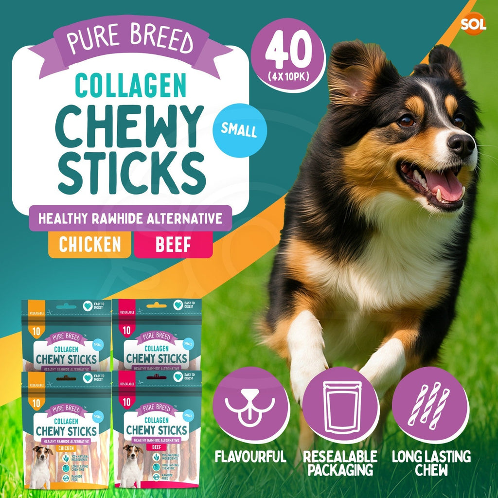 Mini Dog Chew Sticks | Natural Rawhide Twist Chicken Beef | 20 Pack