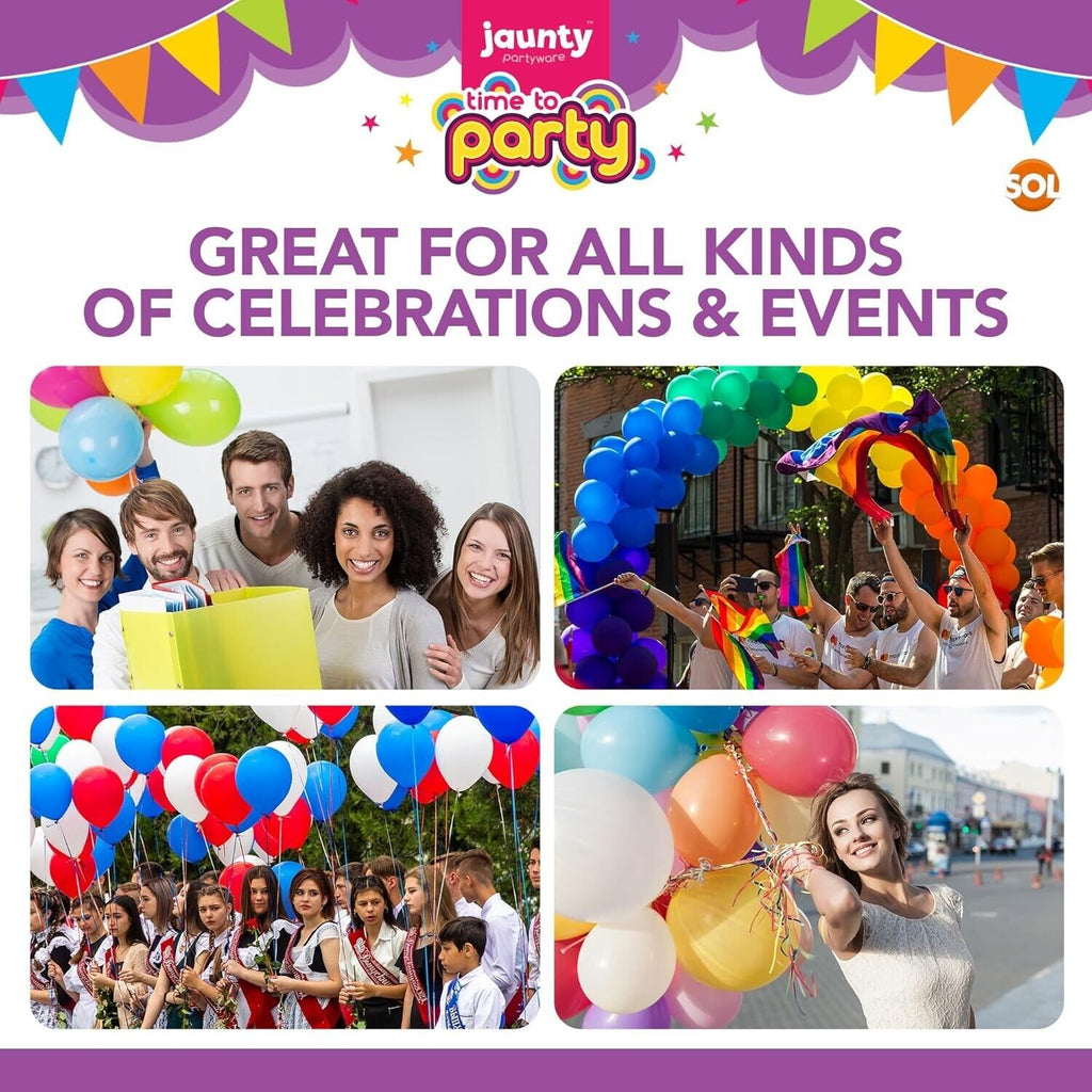 Flexible Latex Balloons Plain Colour Party Mix | 70 Pack