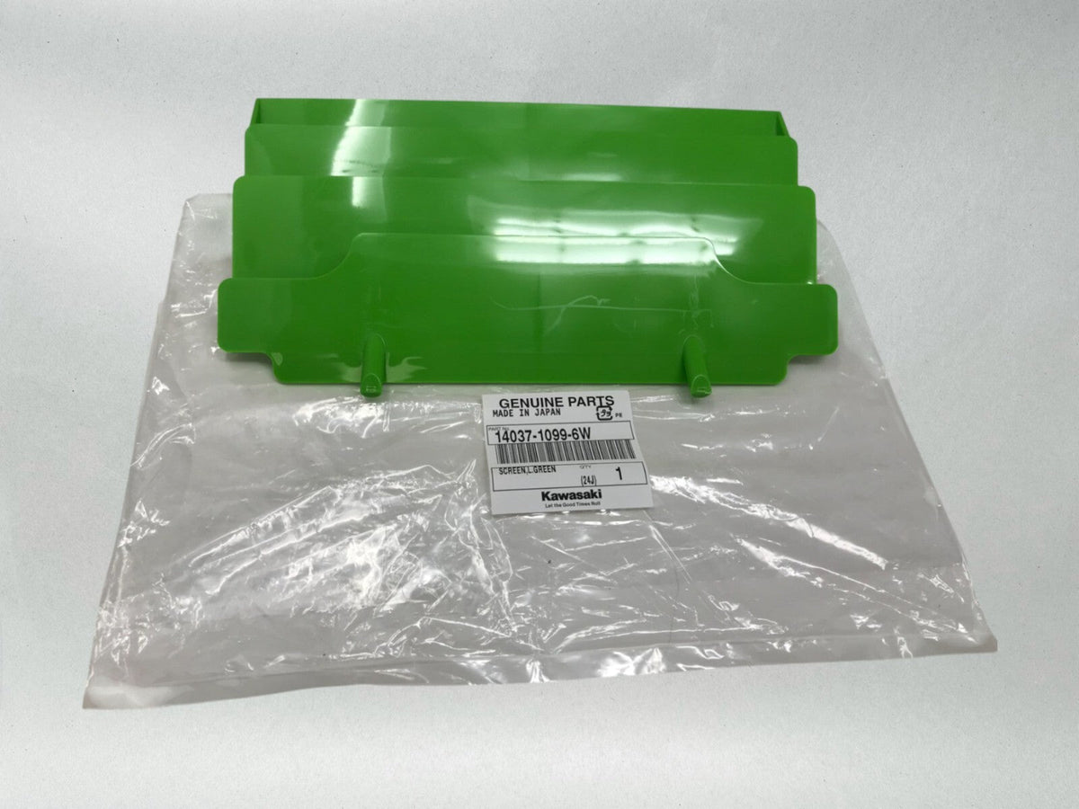 Kawasaki OEM 2 Radiator Shrouds Guards KX125 KX250 KX500 KDX250 14037-1099-6W