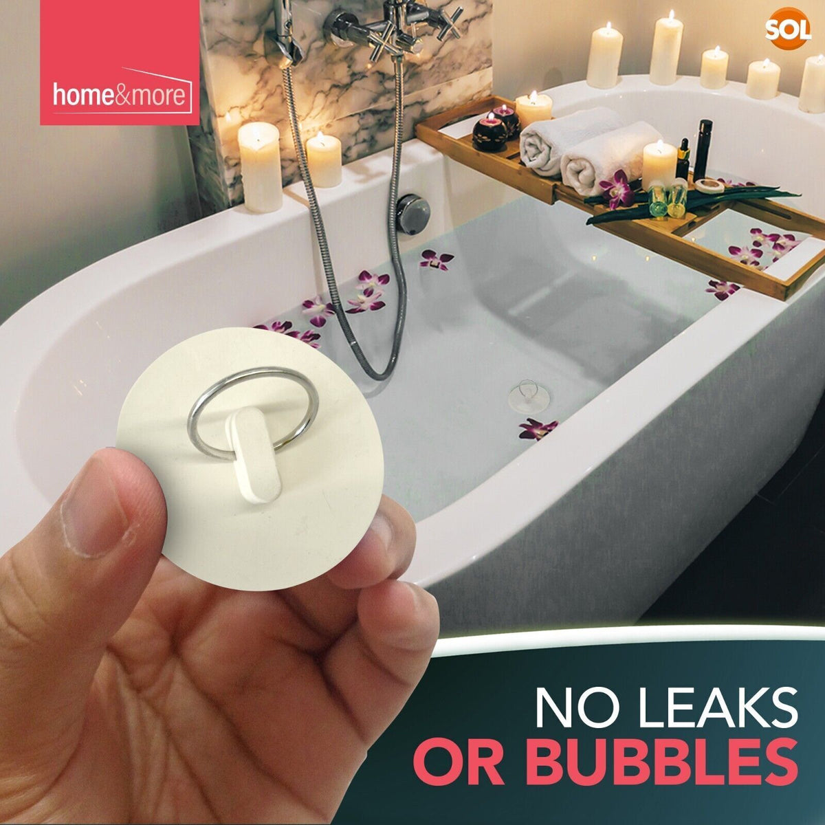 SOL 4pk Kitchen Sink Plugs, 3/4 Inch and 1/2 Inch White Universal Bath Plug UK Stopper for Kitchen Basin and Bathroom Bathtub, Durable Rubber, Leak-Proof, Preventing Leaks and Ensuring a Tight Seal