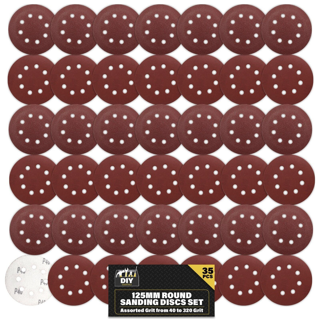 Sanding Discs 125mm Mixed Grit Hook & Loop 8 Hole | 35 Pack