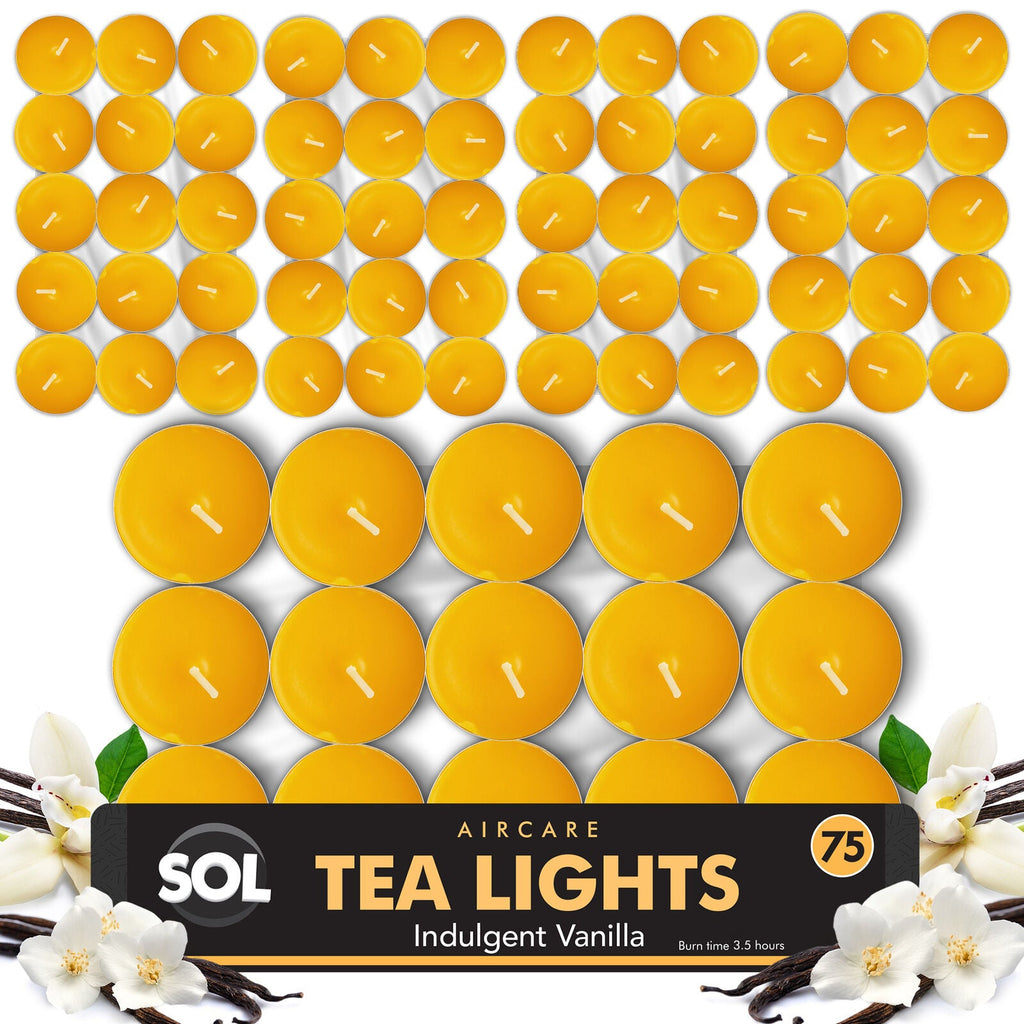 Scented Tea Light Candles | 4 Hour Burn Fragrance | 75 Pack