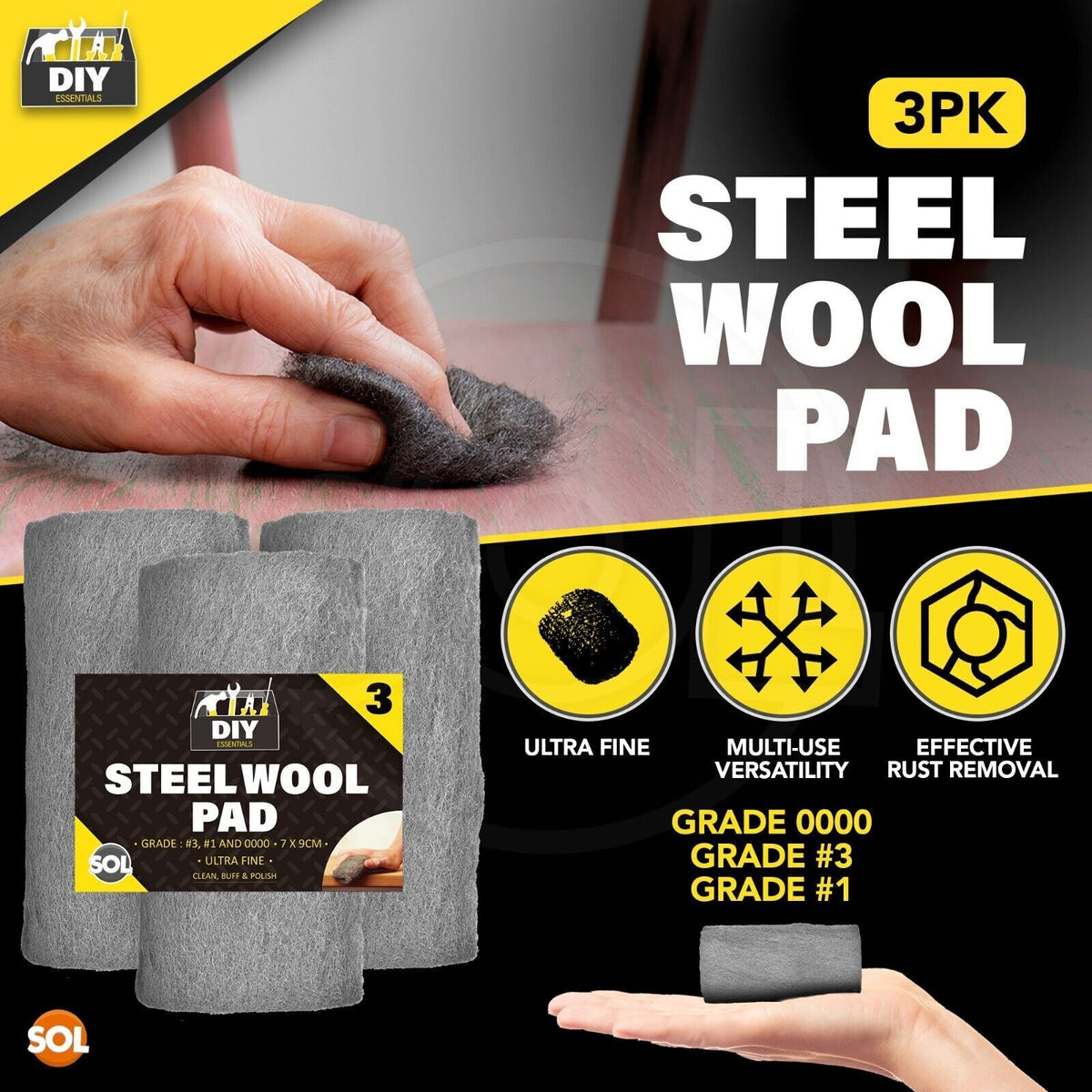 Steel Wire Wool Roll 1M | Grade 0000 1 3 Ultra Fine Medium Coarse | 3 Metres