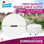 White Plastic Round Table Covers 140cm | Disposable Wipe Clean Party Cloth | 3 Pack