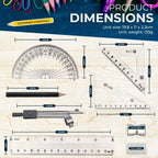Maths Geometry Set | Compass Ruler Protractor Exam Case | 8 Piece