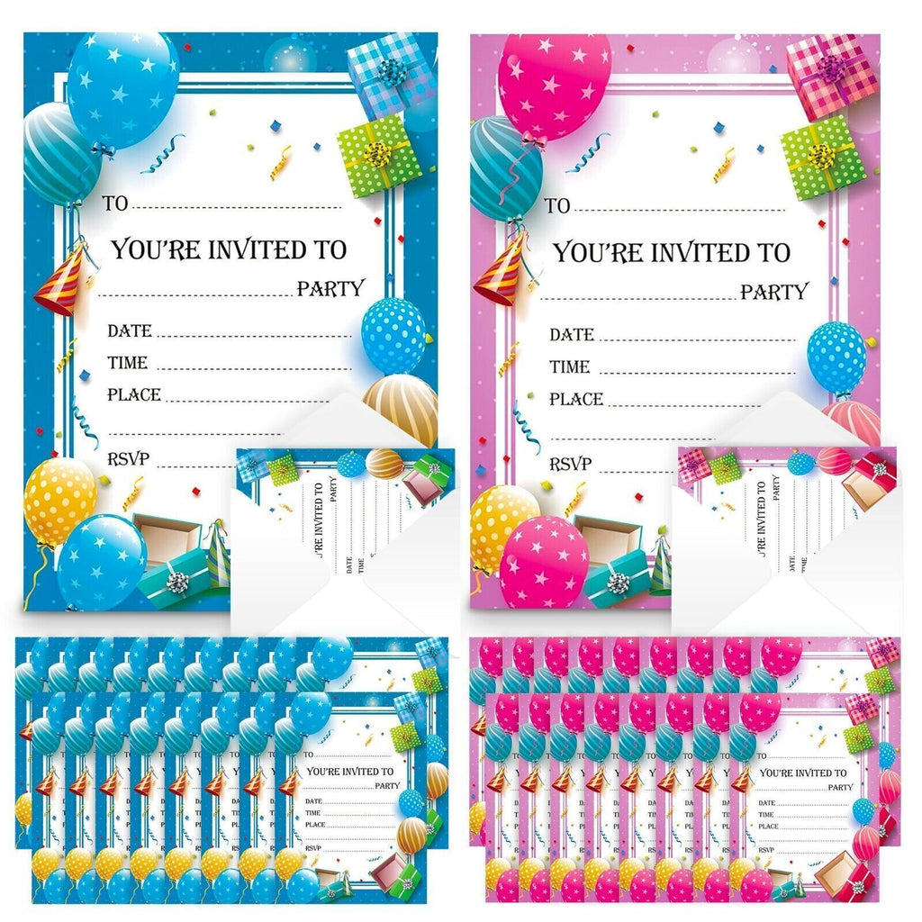 Kids Birthday Party Invitations with Envelopes – 28 Pack