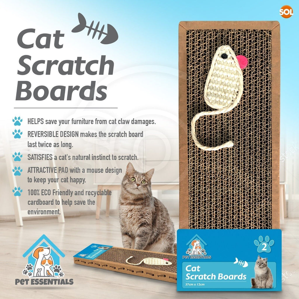 Cat Scratcher Pads Kitten Board Mat Cardboard Pet Play Toy | 4 Pack