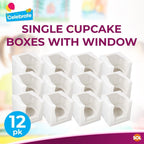 Cupcake Boxes Single White | Window & Inner Tray | 12 Pack
