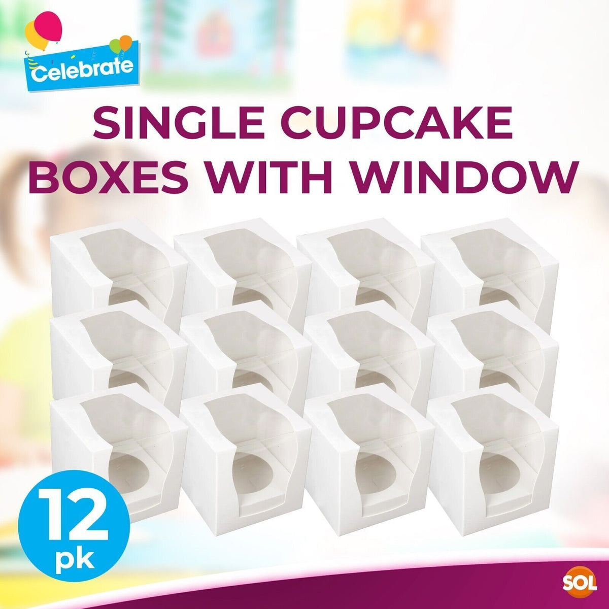 Cupcake Boxes Single White | Window & Inner Tray | 12 Pack