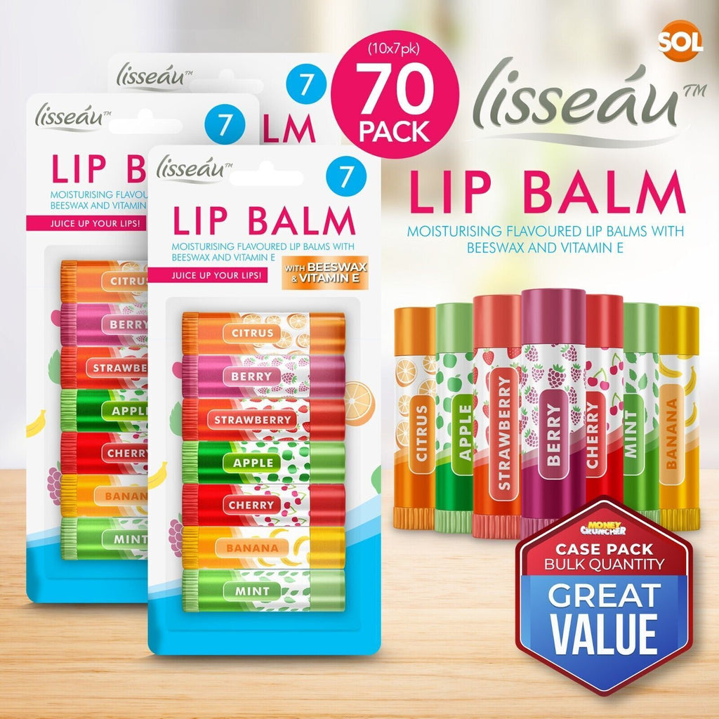 Lip Balm Set | Multi Stick Fruit Flavoured Moisturising | 70 Pack