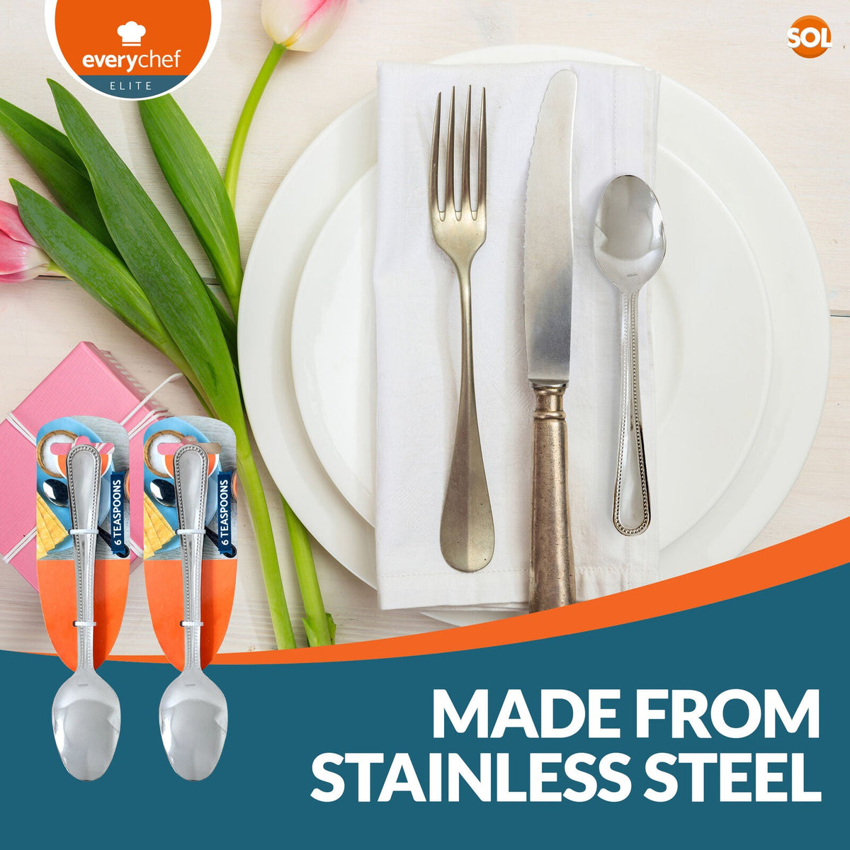 Stainless Steel Tea Spoons | Quality Cutlery Set | 6 Pack