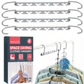 Space Saver Hangers Clothes Coat Wardrobe | Metal Magic | 4 Pack