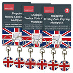 Union Jack Flag Trolley Coin Keyring | £1 Reusable | 6 Pack