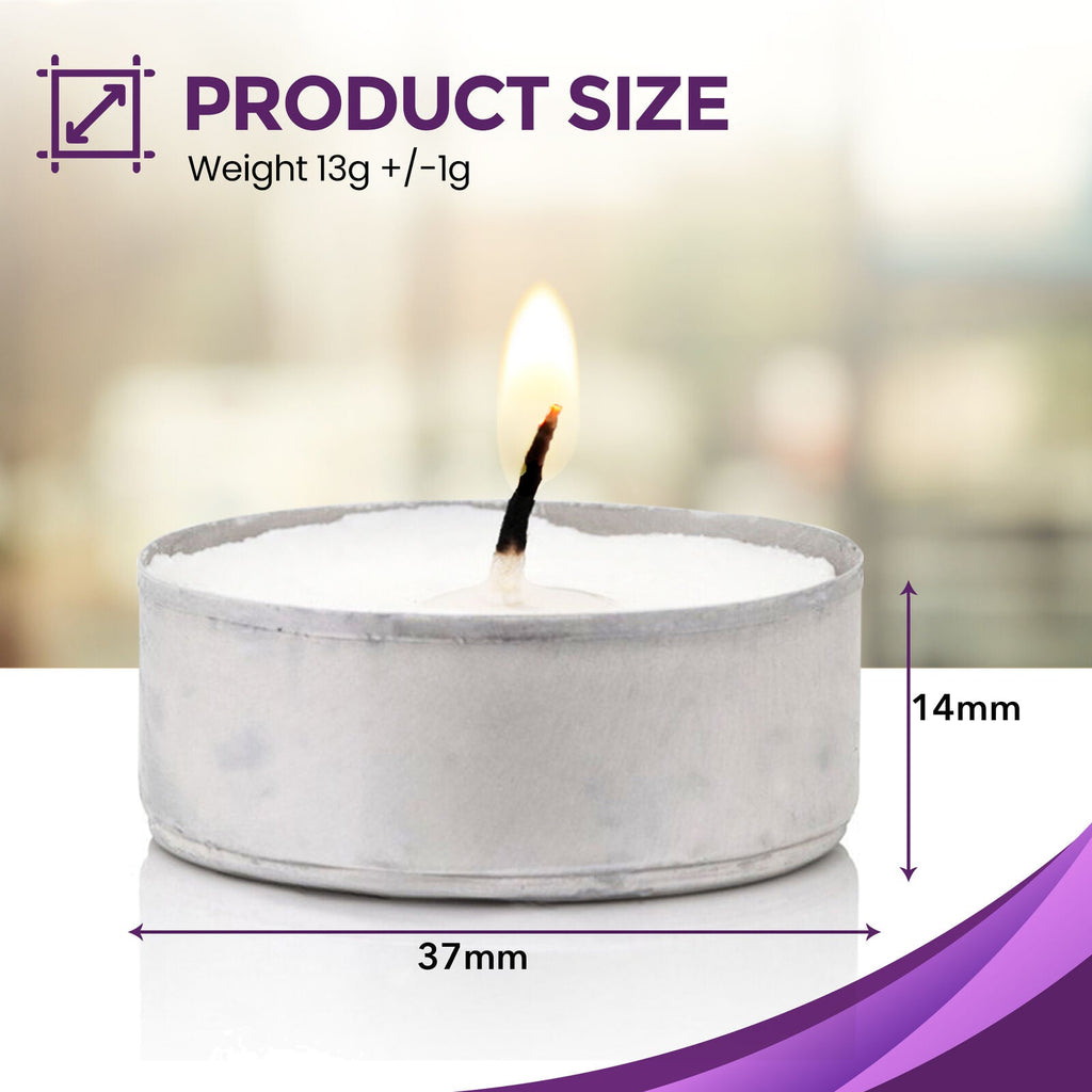 Tea Lights White Unscented Candles 3.5 Hour Burn Time | 15 Pack