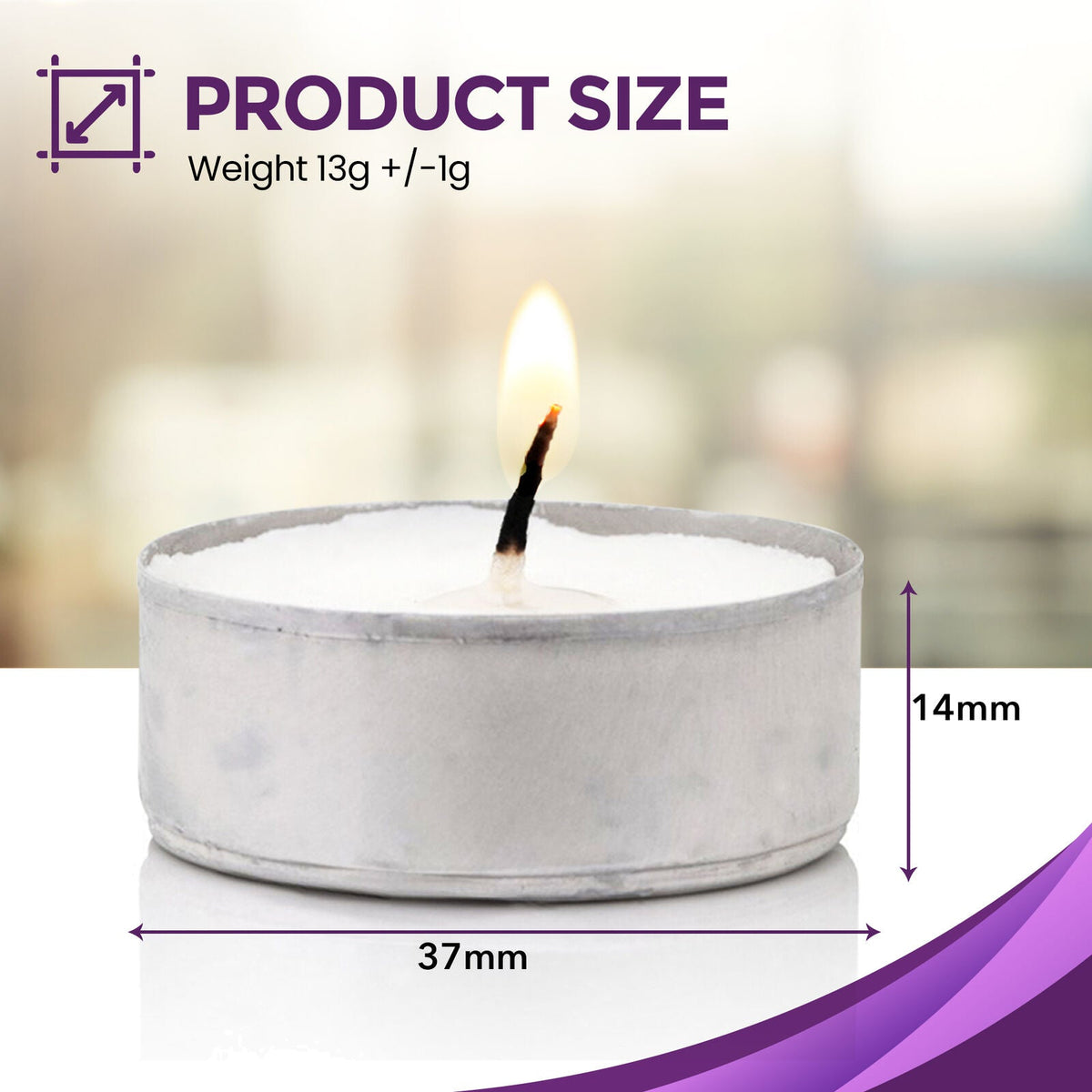 Tea Lights White Unscented Candles 3.5 Hour Burn Time | 15 Pack