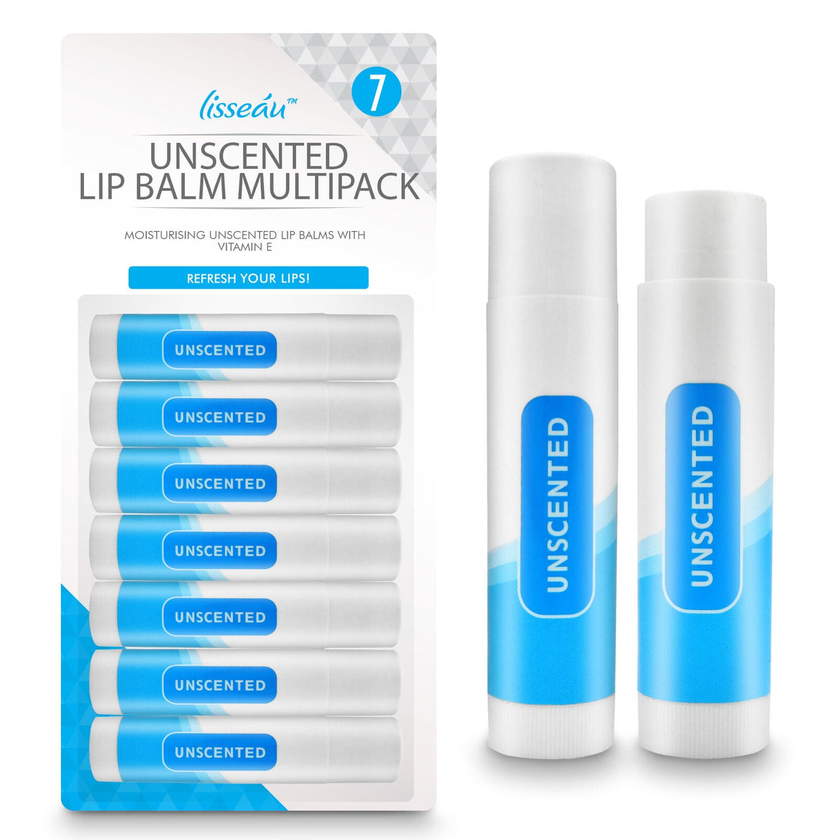 SOL Unscented Lip Balm Multipack - Moisturiser & Hydrating Lipbalm for Men and Women, Repair for Dry, Chapped Lips With Vitamin E, Long-Lasting Lip Care Sticks for Home, Office, or On-the-Go Use