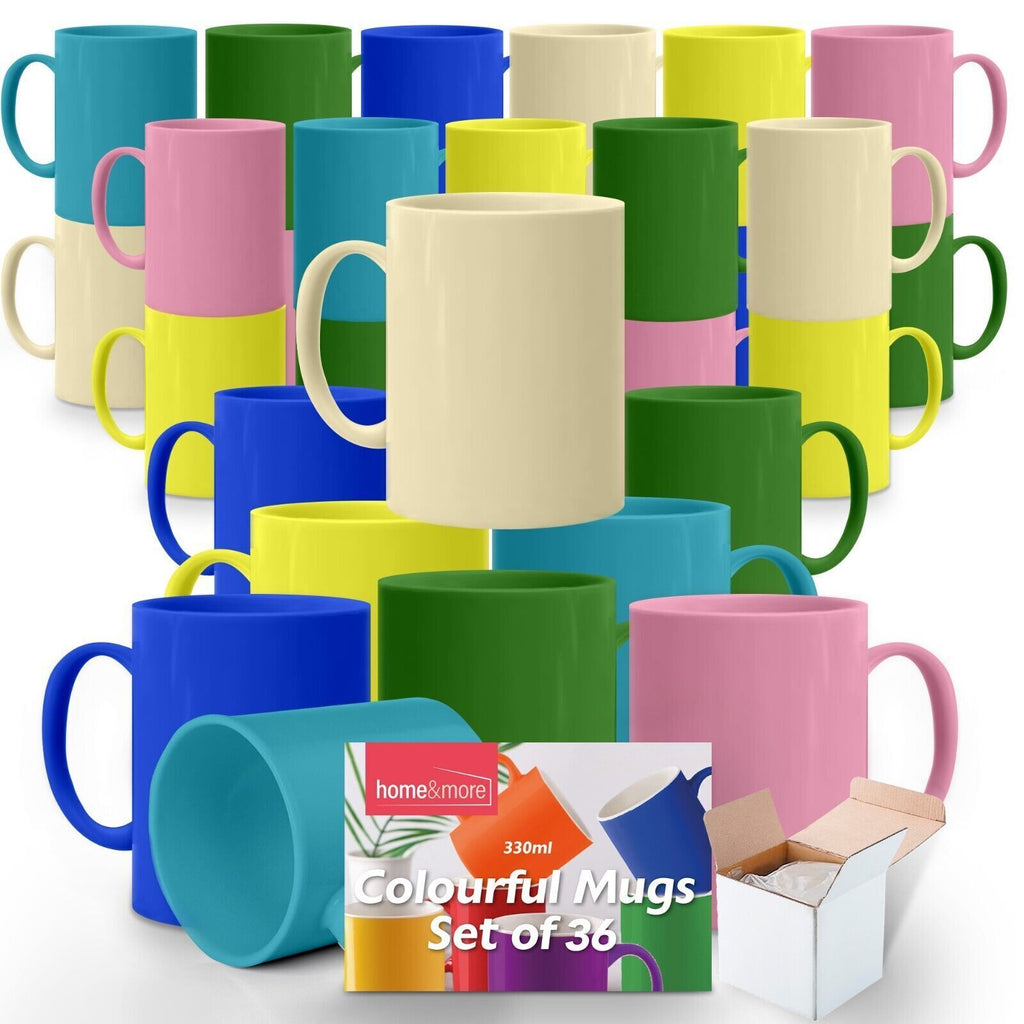 Multi Coloured Ceramic Mugs 330ml Set of 12