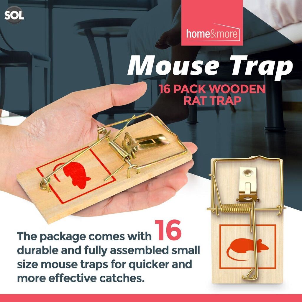 Wooden Mouse Traps | Reusable Rodent Pest Control | 16 Pack
