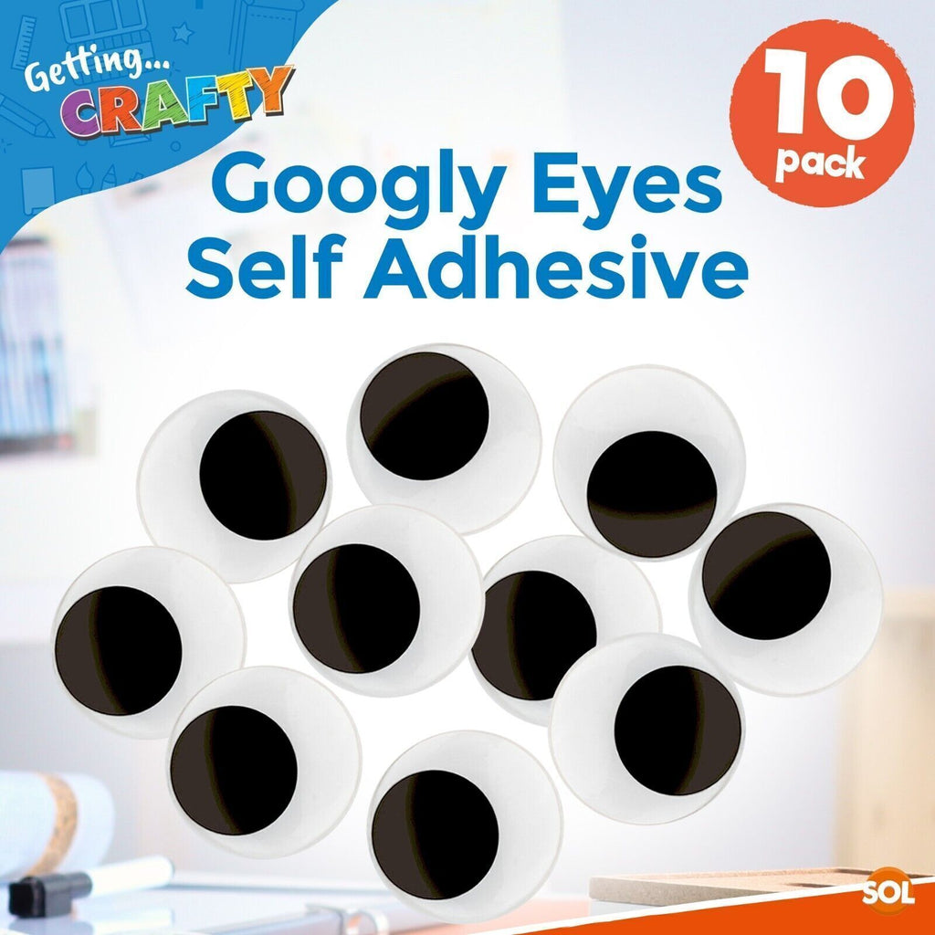 Large Googly Eyes 40mm | Self Adhesive Wiggly Craft Eyes | 10 Pack