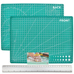A4 Cutting Mat Self Healing Non Slip Printed Grid Lines Craft + 30cm Metal Ruler