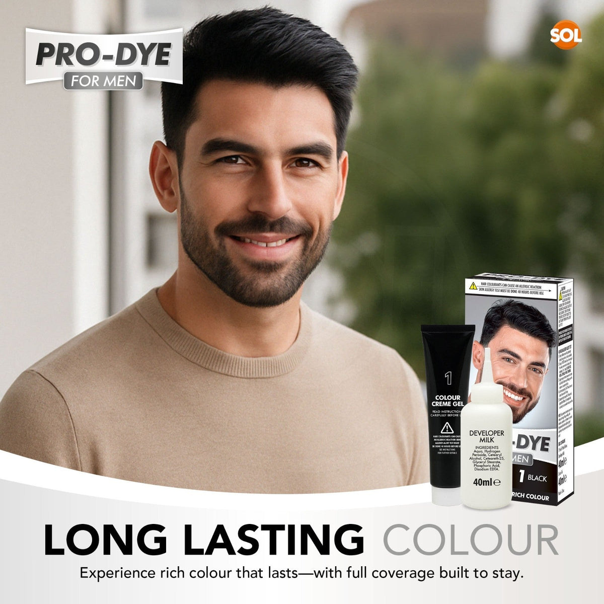 Pro-Dye Black Hair Dye | Long Lasting Permanent Colour | 2 Pack