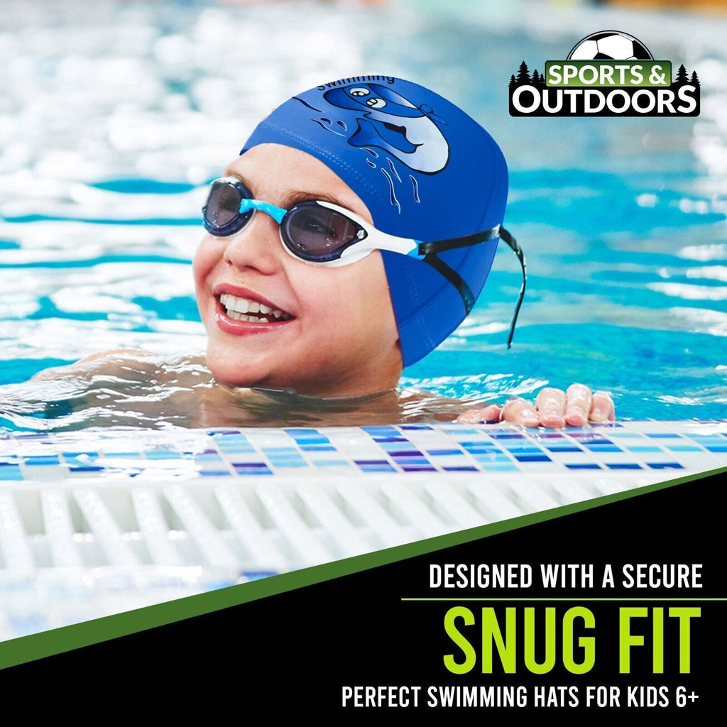 Kids Swimming Cap | Waterproof Fabric Swim Hat for Boys & Girls