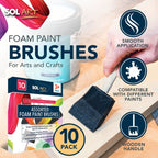 Foam Paint Brushes Assorted Sizes 1" 2" 3" | Craft & DIY | 10 Pack