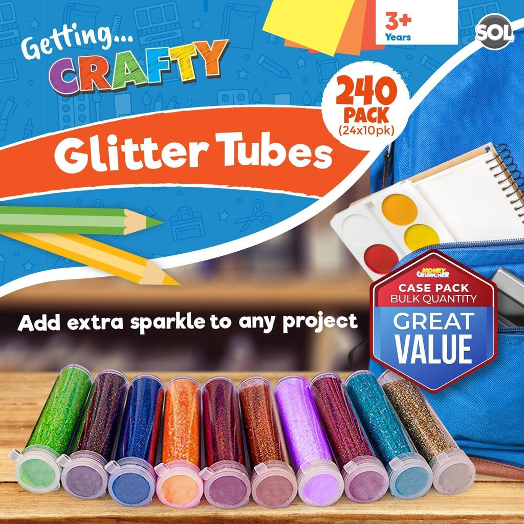 Glitter Tubes Assorted Colours | Shaker Pots Art & Craft | 120 Pack