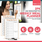 Magnetic Weekly Meal Planner | Reusable Fridge Board | 2 Pack