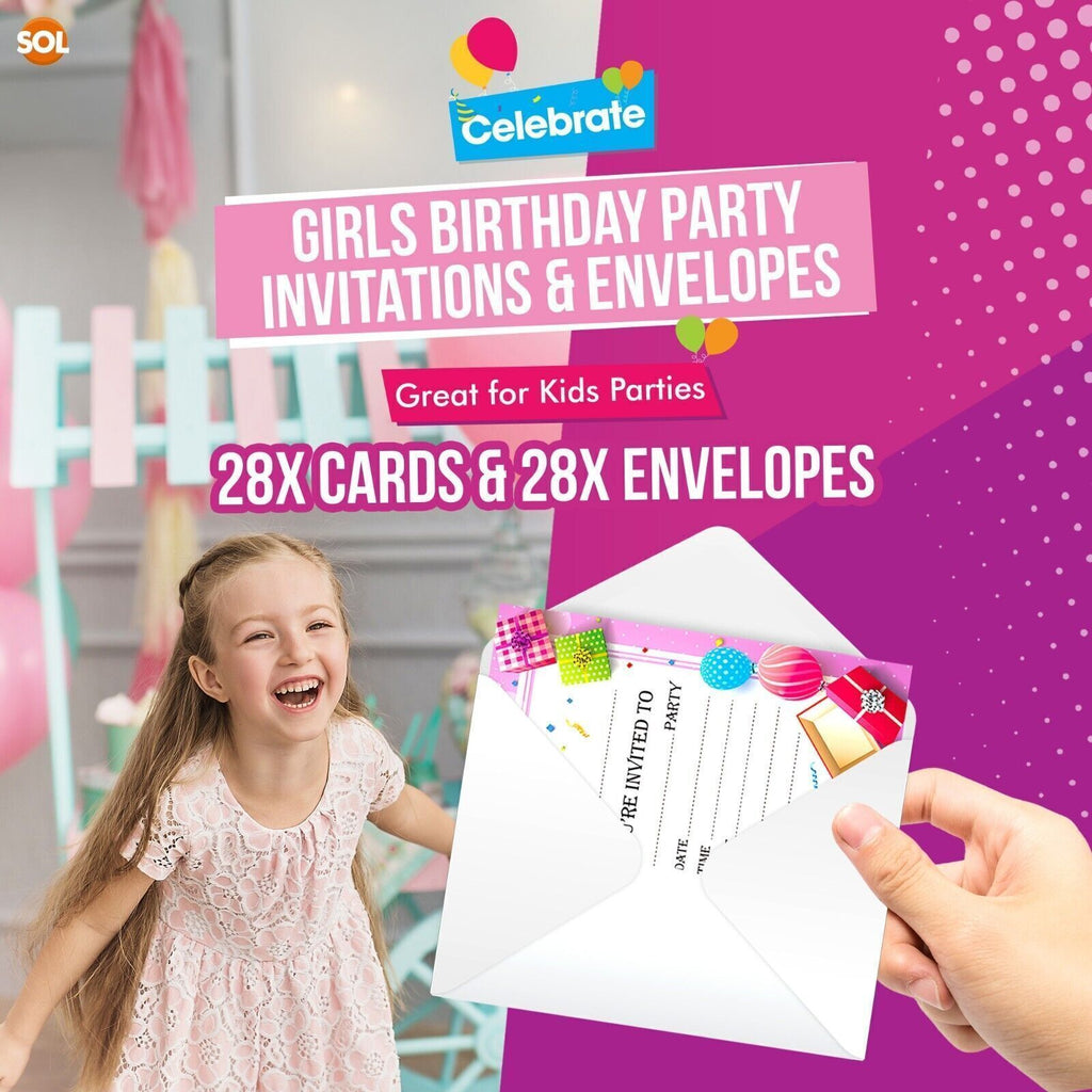 Kids Birthday Party Invitations with Envelopes – 28 Pack