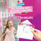 Kids Birthday Party Invitations with Envelopes – 28 Pack