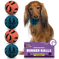 Rubber Dog Balls | Bouncy Solid Hard Fetch Chew Toys | 4 Pack