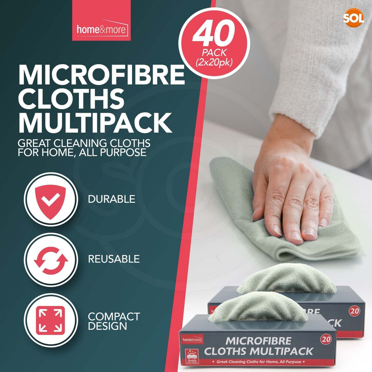 Microfiber Cleaning Cloths Car Polishing Edgeless | 40 Pack